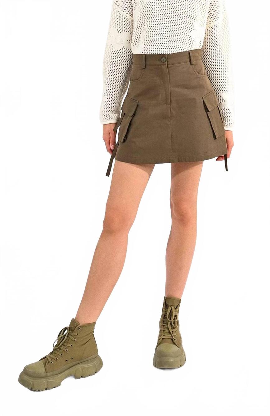NEW MOLLY BRACKEN woven utility skirt in khaki
